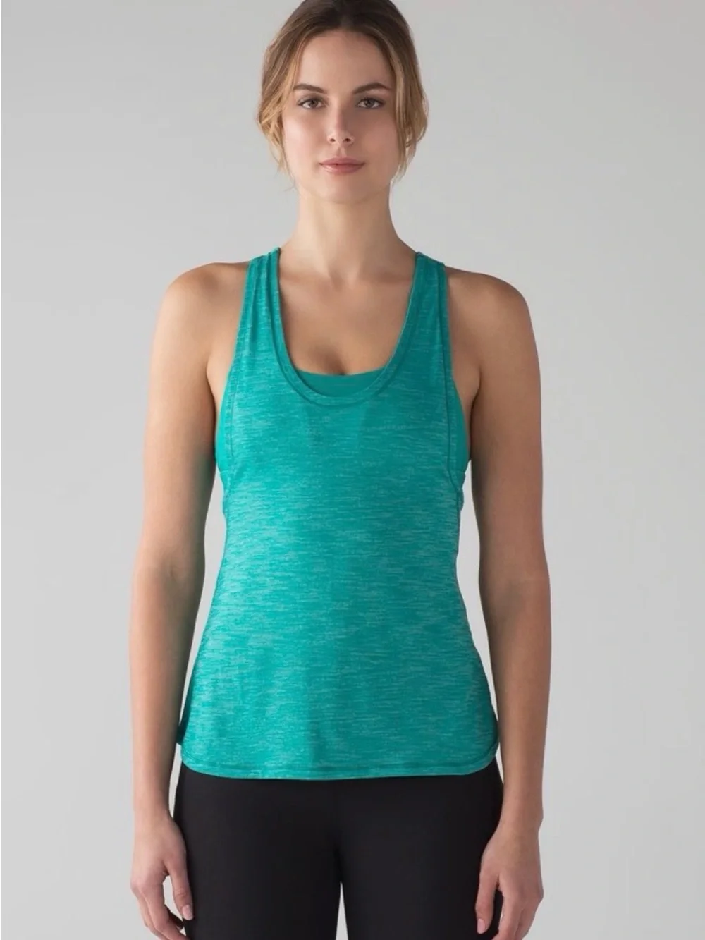 Lululemon Glide and Stride Tank Size 10 Heathered Black 2 in 1